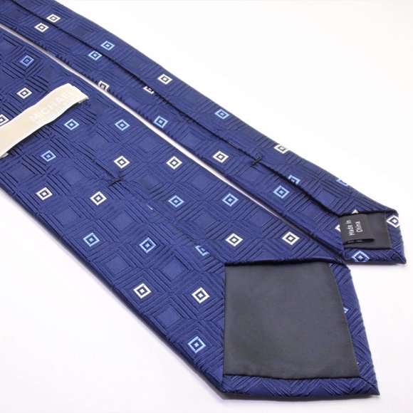 Michael Kors Blue Geometric 100% Silk Necktie - Picture 7 of 9